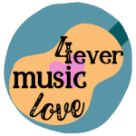 4EverMusicLove logo featuring an abstract guitar shape symbolizing music education, creativity, and piano learning.